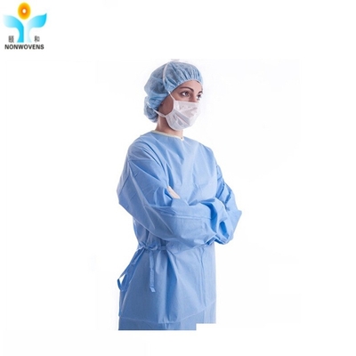 SMS Fabric Disposable Surgical Gown Heat Sealing Reinforced Sterile