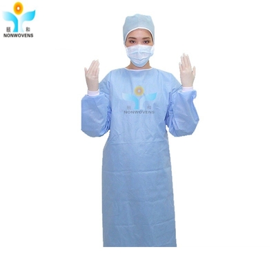 SMS Fabric Disposable Surgical Gown Heat Sealing Reinforced Sterile