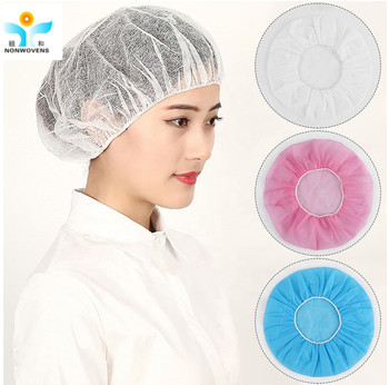 18'' Disposable Hair Net Cap Clip Blue Yellow Pink White Surgeon'S Cap Package
